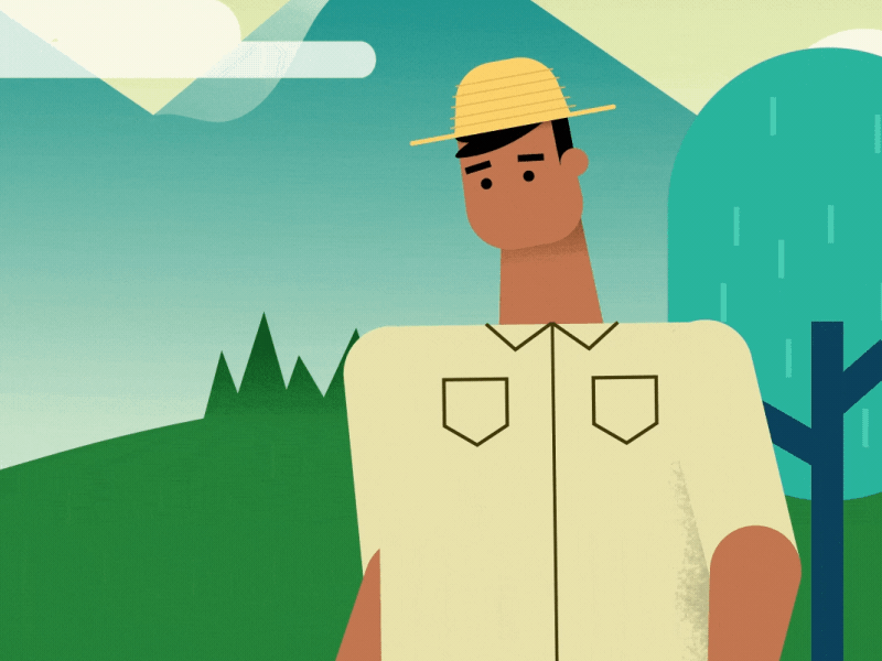 Farmer animated animation character farmer flat gif loop man motion thumbs up