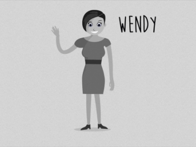 Meet Wendy character girl grey hello meet wave woman