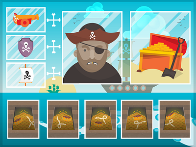 Pirate Board Game board bones cards game gold pirate play ship treasure ui ux