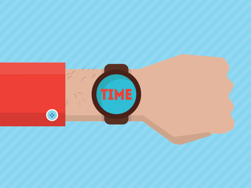 It's Time button flat gif hand time vector watch wrist