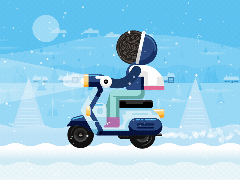 Oreo Scooter animation gif. seamless loop oreo scooter