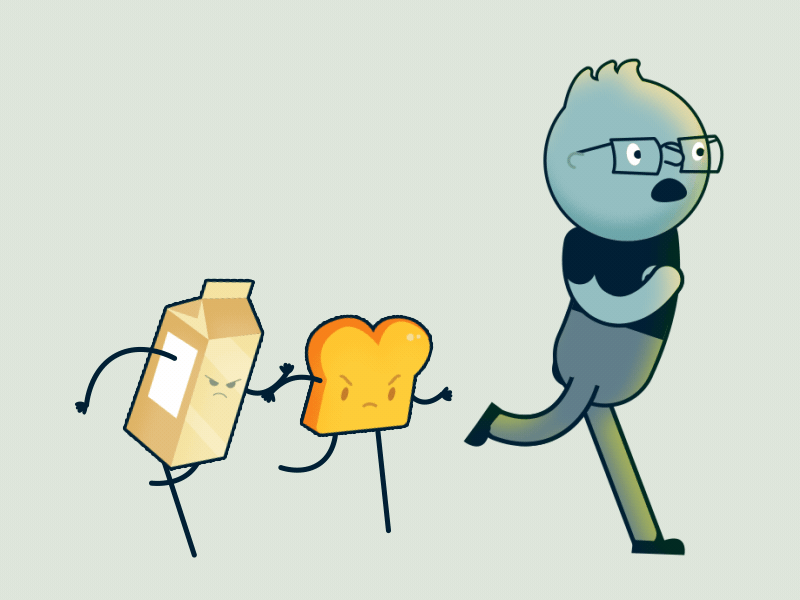 Run animated bread character creative cycle gif gluten hipster lactose loop milk motion run running