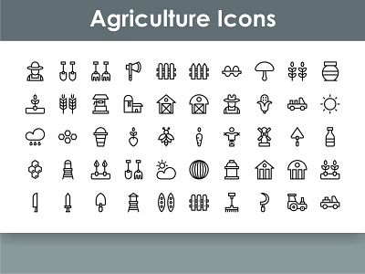 Agriculture Icons Set agriculture cow farm farmer farming field grain harvest icon illustration nature organic pictogram plant seed set symbol tractor vector wheat