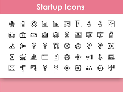 Start Up Icons Set business concept design development finance icon idea launch management marketing rocket start startup strategy success symbol technology up vector web