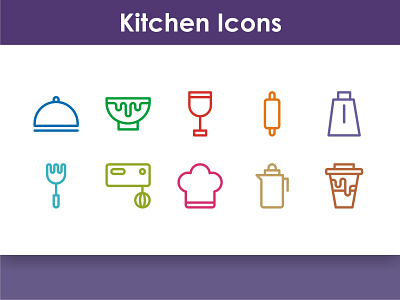 Kitchen Icons chef cook cooking design food fork home icon illustration isolated kitchen line pictogram pot restaurant set sign symbol utensil vector
