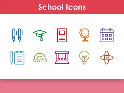 School Icons book bus clock college diploma education graduation icon illustration learning pen pencil school set sign student study symbol university vector