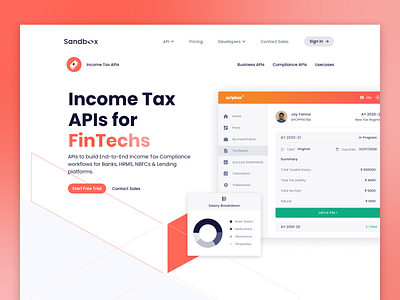 Sandbox | Income Tax Page api branding fintech gradient landing landing page landingpage scripbox tax ui uiux uiuxdesign webdesign