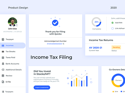 Income Tax Filing 2020 | Case Study casestudy design fintech illustration study tax taxes ui ux web design