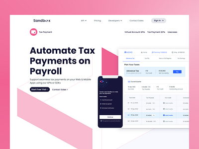 Sandbox | Tax Payment Page fintech illustration landing page tax taxes ui web design