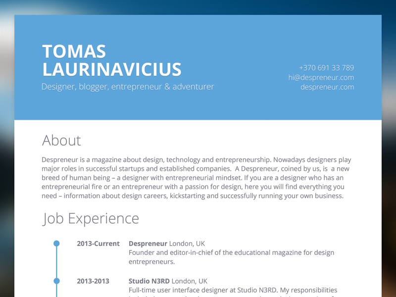 Free Minimal Resume PSD Template free resume psd template print minimal