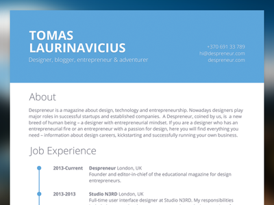 Free Minimal Resume PSD Template