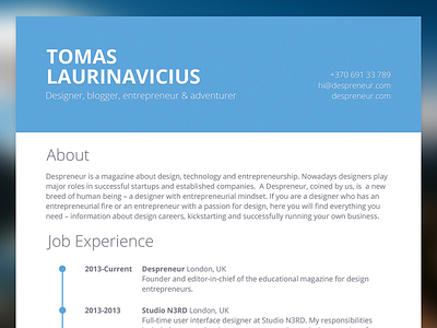 Free Minimal Resume PSD Template