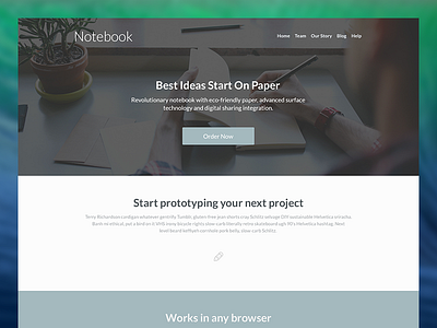 Notebook – Free Landing Page PSD Template free landing page psd template web design
