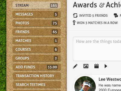Vertical Menu For Golf Website design golf menu navigation social media ui vertical web