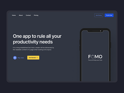 Fomodoro Website auto layout clean clean design dark design spacing ui website clean website dark mode