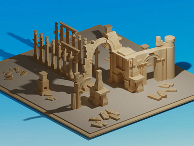 Ancient ruins. 3d blender cyclerender illustration illustrator lowpoly render ruins voxel