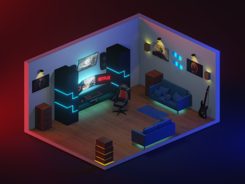 3d gaming model. Геймерская комната симс 4. Симс 4 комната геймера. 3д комната. Геймерские комнаты 3d.