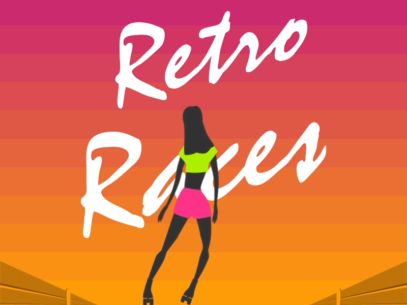 Retro Races 2d animation 80s boardwalk gif illustrator motion graphics promenade race retro roller skates skate woman
