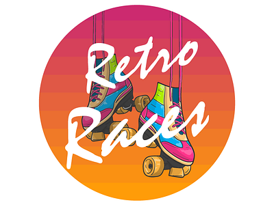 Retro Races Logo 80s bright illustration illustrator race retro roller skates skate summer