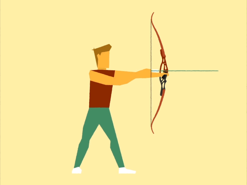 Archer Pew! 2d after effects animation archer archery arrow bow bullseye gif loop