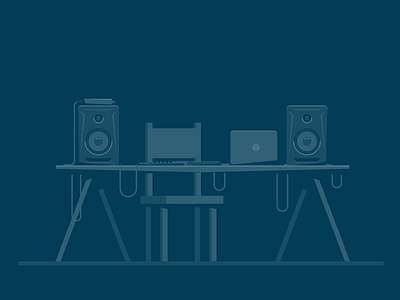 Home Studio 2d chair home studio illustration illustrator laptop speakers table