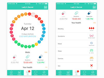 Period Tracker app application design ios iphone mobile app mobile application mobile design