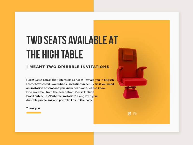 Dribbble Invitaions animation blog designer dribbble furniture invitations invite minimal new post ui ux