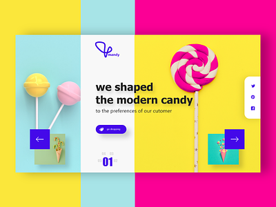 Mandy - The Candy Maker Web Landing Page Header adobexd candy commerce design illustration landing page logo minimal ui ux web design website