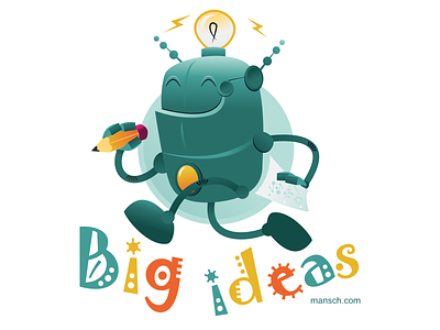 Big Ideas Robot childrens book childrens illustration colorful editorial illustration illustrator inspiration nursery vector illustration
