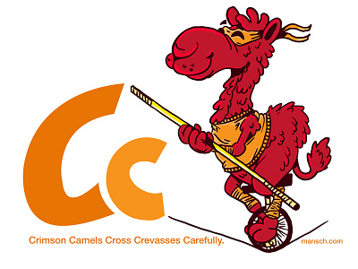 Crimson Camel alphabet cartoon childrens colorful comic editorial fun happy illustration kids