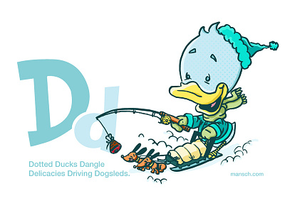 Dotted Duck alphabet cartoon childrens colorful comic editorial fun happy illustration kids