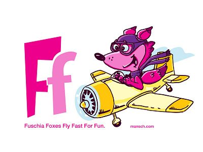 Fuschia Fox alphabet cartoon childrens colorful comic editorial fun happy illustration kids