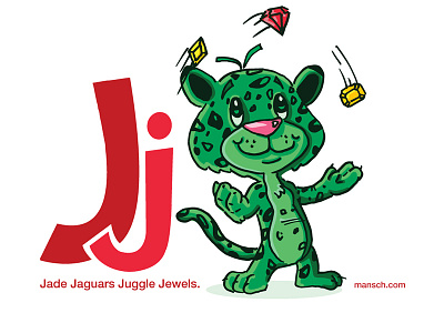 Jade Jaguar alphabet cartoon childrens colorful comic editorial fun happy illustration kids