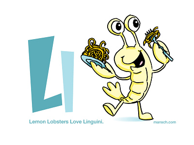 Lemon Lobster alphabet cartoon childrens colorful comic editorial fun happy illustration kids