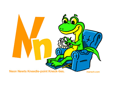 Neon Newt alphabet cartoon childrens colorful comic editorial fun happy illustration kids