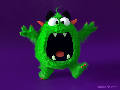 Little Halloween monster 3d illustration childrens editorial happy halloween kids