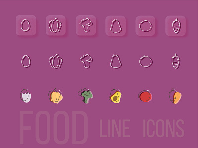 Line style icons branding design food graphic design healthy icons illustration line typography vector