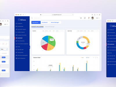 SaaS - HR Management Dashboard branding charts clean design crm dashboard desktop app donut chart erm hr management pie chart saas ui