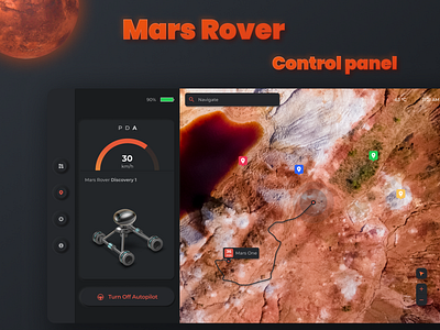 Mars Rover / Control panel / Dashboard / Neomorphism car control panel cosmic dark dark interface dashboard mars mars rover neumorphism orange red rover rover control panel вселенная