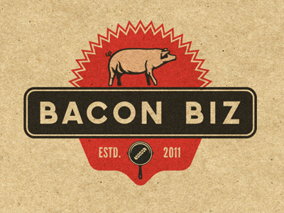 Bacon Biz bacon cast iron label logo logotype pig skillet