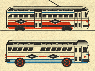 Streetcar + Bus bus illustration poster streetcar transportation