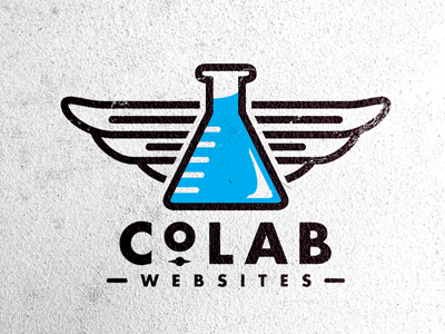 CoLab Logo beaker logo mark typography wings