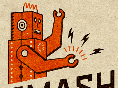 Smash Robot brand custom typography identity illustration lettering logo orange robot robot toy vintage