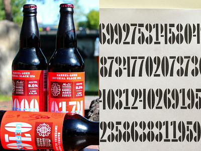 Defacto beer beverage bottle craft beer custom type design no li numerals packaging screen printed series type design
