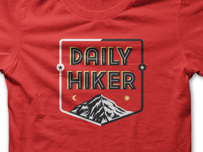 Daily Hiker T-Shirt custom type garment illustration inline lettering mountain polyester print red shirt t shirt tee