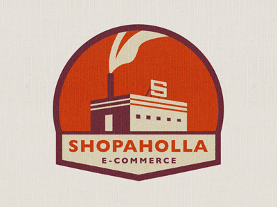 Shopaholla badge brand building e commerce factory identity logo trademark two color