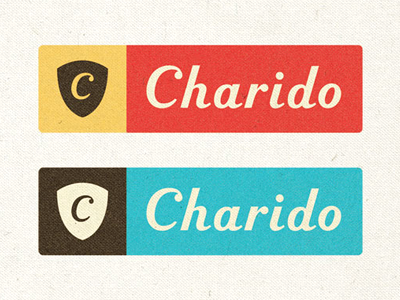 Charido badge custom detached disconnected logotype mark non connection script shield