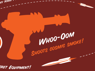 Cosmic Smoke Gun ad brown cosmic smoke gun orange ray gun rocket trail vintage