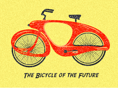 The Bicycle of the Future bicycle bike illustration poster print texture vector vintage