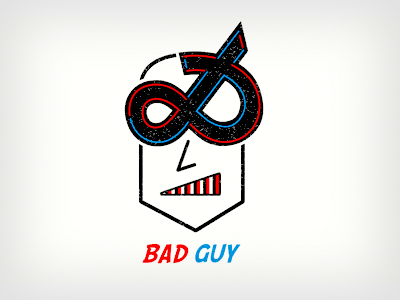 Bad Guy Logo ampersand heroes and villains logo red blue white